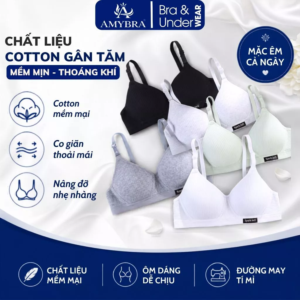 Áo Lót Tuổi Dậy Thì Nữ Cotton Mỏng Nhẹ, Áo Ngực Không Gọng Cho Học Sinh Ôm Trọn Vòng 1 AMYBRA A554