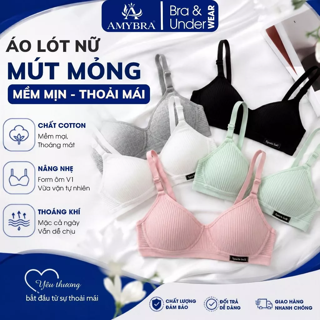 Áo Lót Cho Học Sinh 12 Tuổi Mút Mỏng Định Hình V1 Áo Ngực Cho Bé Tuổi Dậy Thì Không Gọng AMYBRA A554