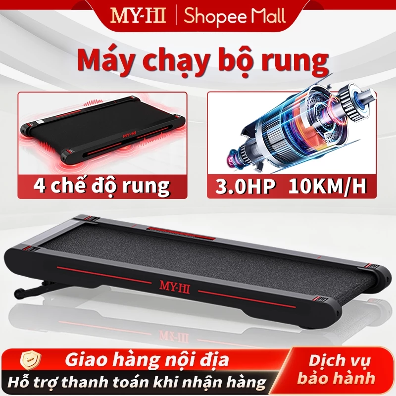 máy chạy bộ tại nhà,Chức năng rung giảm mỡ 4 cấp độ,tốc độ tối đa 10km/h,có thể điều chỉnh độ dố,máy chạy bộ gập gọn