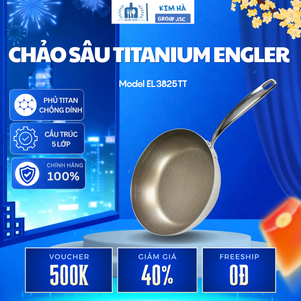 Chảo Nông Sâu Titanium Engler Size 26cm Chất Liệu An Toàn Chống Dính Tốt, Dày Dày Chắc Chắn - Kim Hà Group JSC