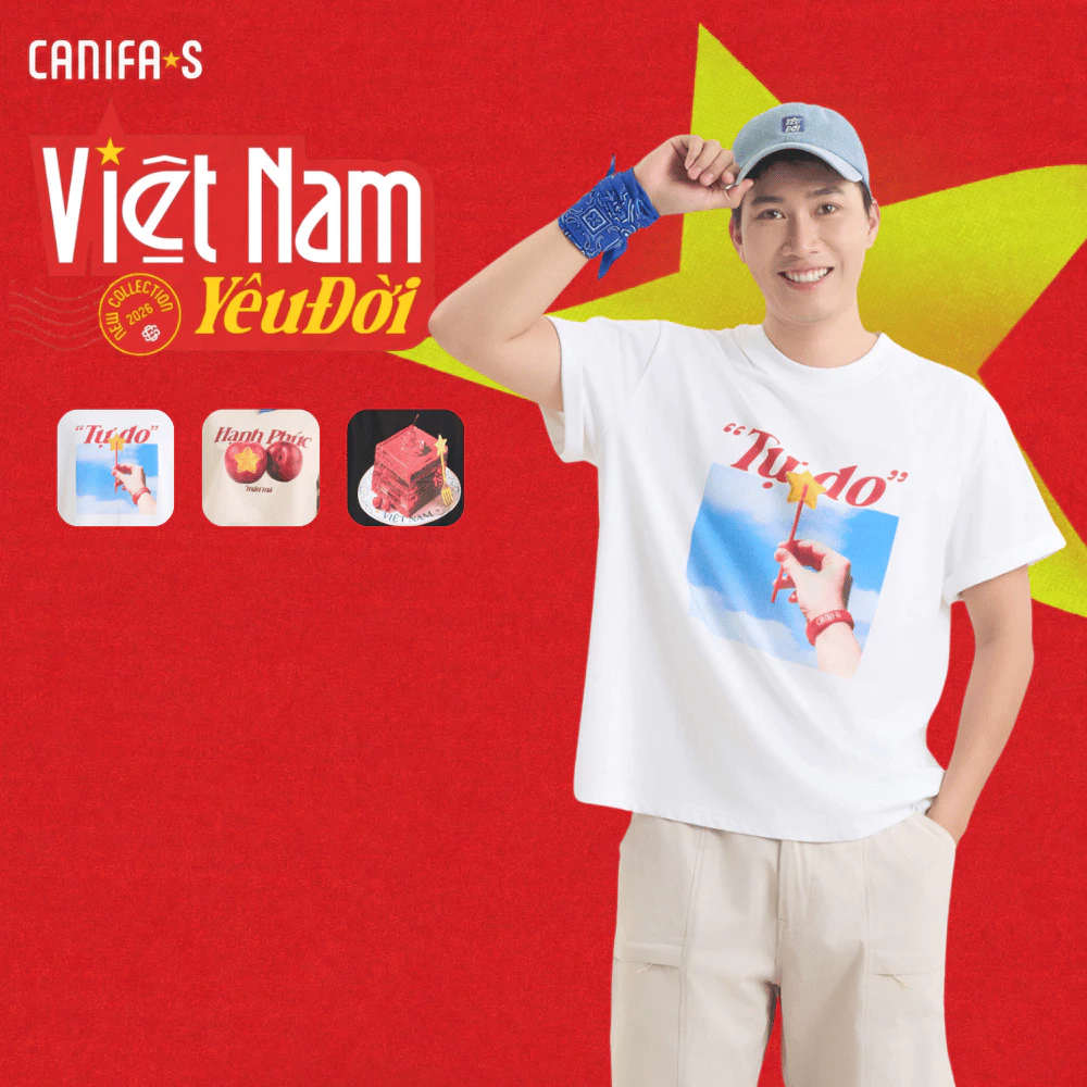 Áo phông Boxy Unisex Người Lớn Ăn Vặt phong cách trẻ trung yêu đời mừng Quốc Khánh 2.9 CANIFA S 5TS26W007