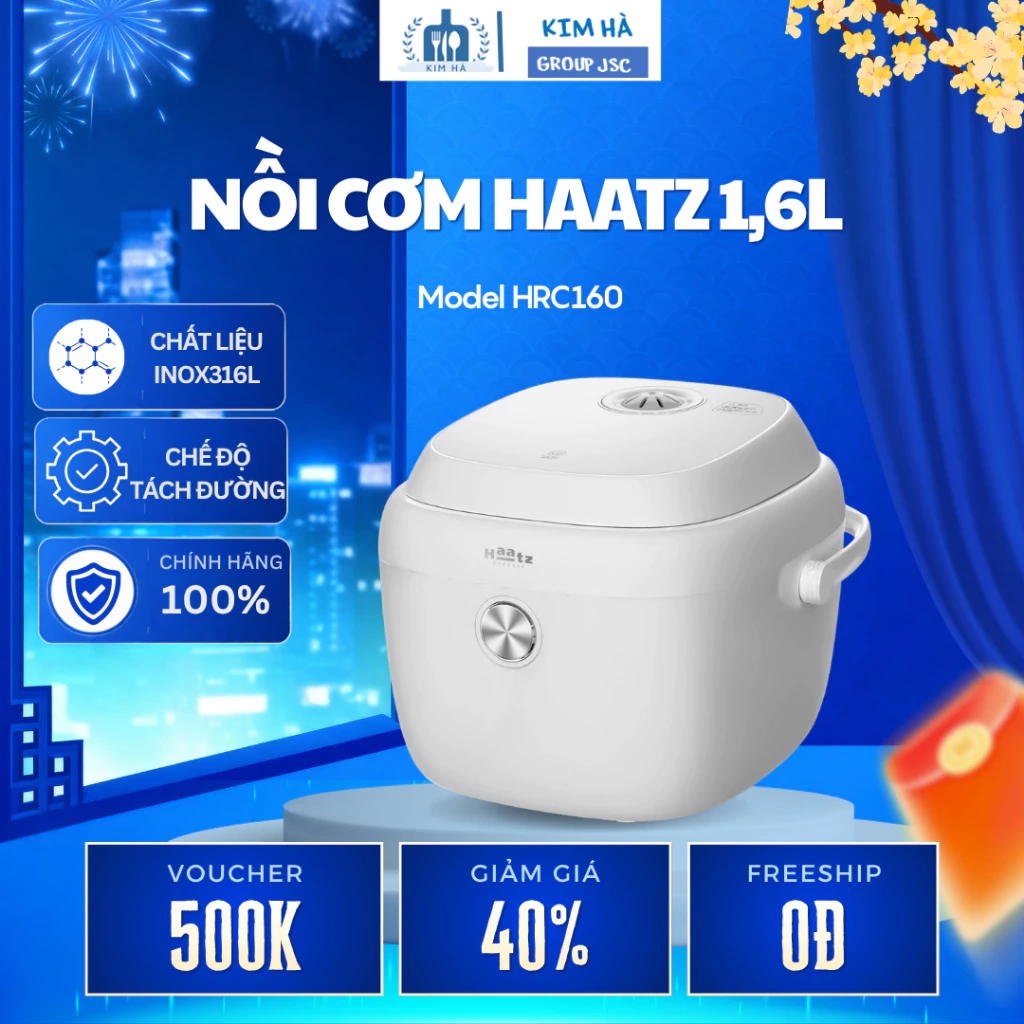 Nồi Cơm Haatz HRC160 Dung Tích 1.6L Công Nghệ Tách Đường, Thiết Kế Sang Trọng Dễ Dàng Vệ Sinh - Kim Hà Group JSC