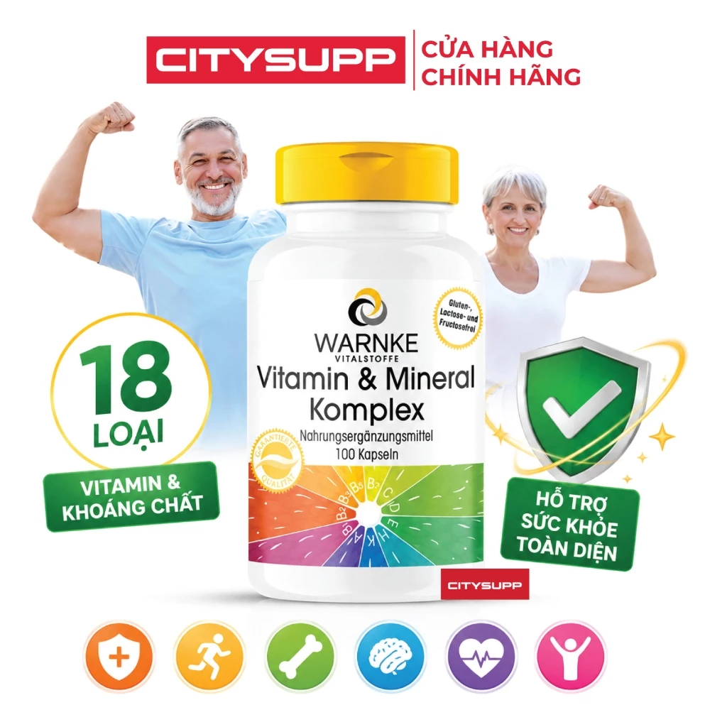 Viên Uống Vitamin Tổng Hợp Đức  Warnke Vitamin & Mineral Komplex (100 Viên) Hỗ Trợ Sức Khỏe Tổng Thể