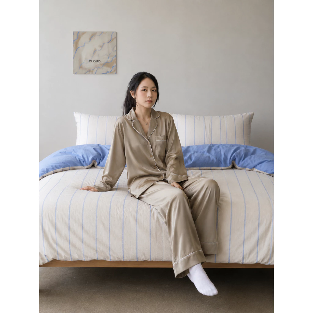 [ Fit To Sleep ] Runa Bộ Pijama Ánh Rêu Cực Tôn Da Sang Trọng  - Chất Liệu Lụa Latin Cao Cấp