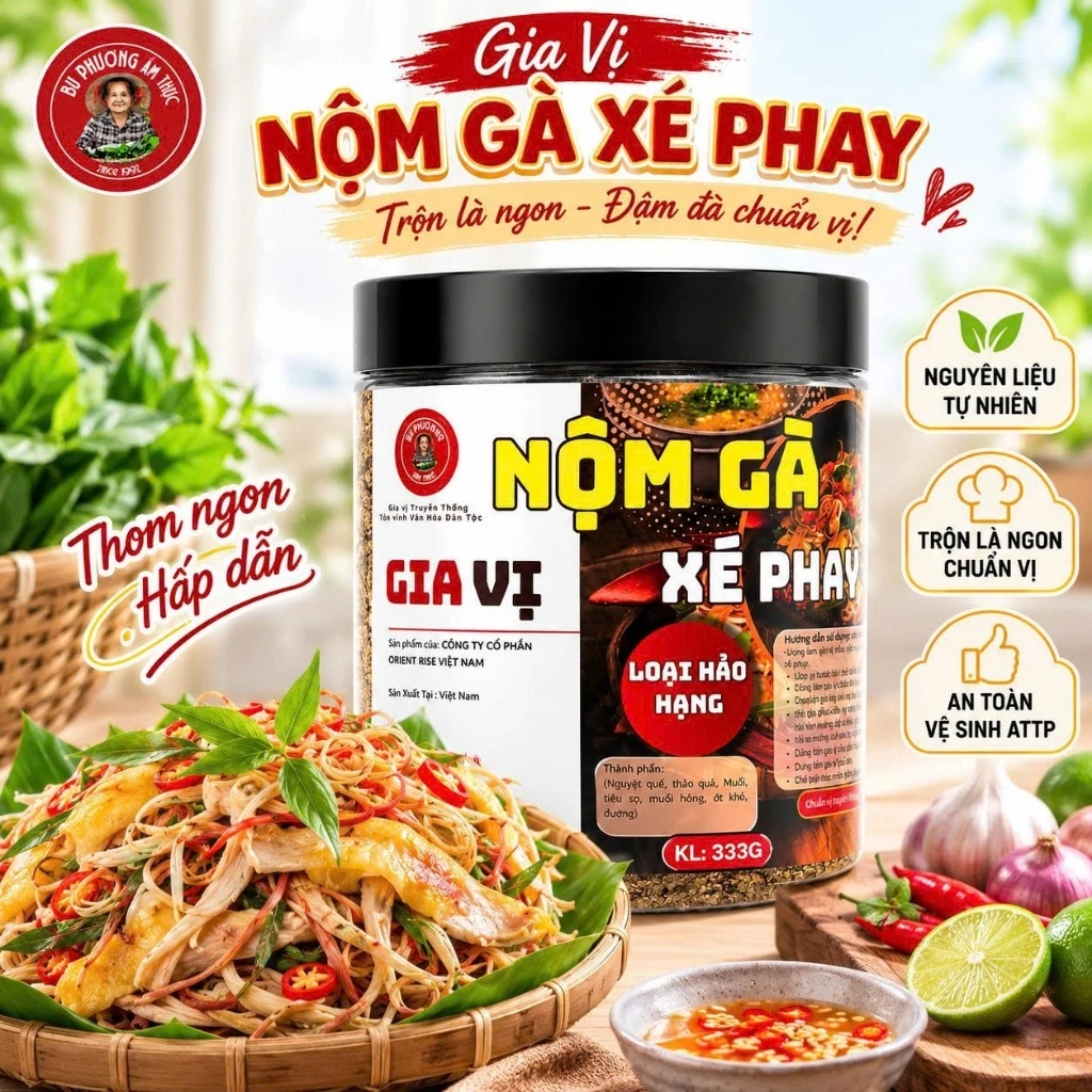 Hộp Gia Vị Nộm Gà Xé Phay - Thương Hiệu Bu Phương Ẩm Thực (Sản Phẩm Chính Hãng - Chuẩn Vị Bắc Bộ)
