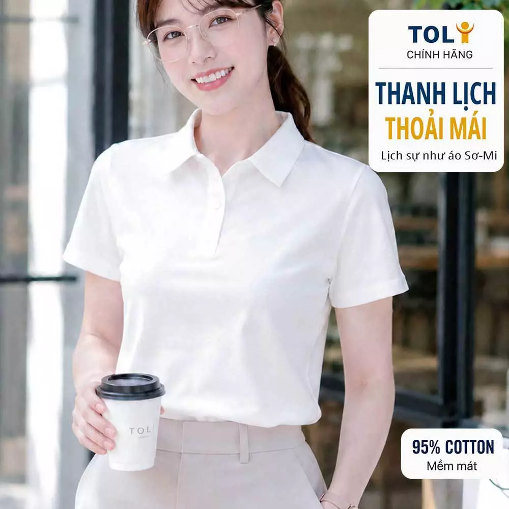 Áo polo nữ TOLI PLM10 – Cotton mềm, form suông thanh lịch, cổ sơ-mi gọn gàng, mặc đi làm & mỗi ngày