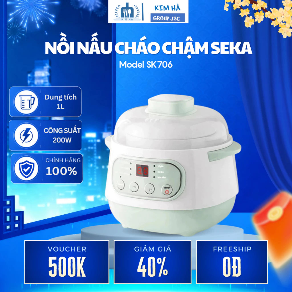 Nồi Nấu Cháo Chậm Seka Gia Nhiệt Chậm Giúp Hạt Cháo Nở Đều Hạn Chế Trào Khi Nấu - Kim Hà Group JSC