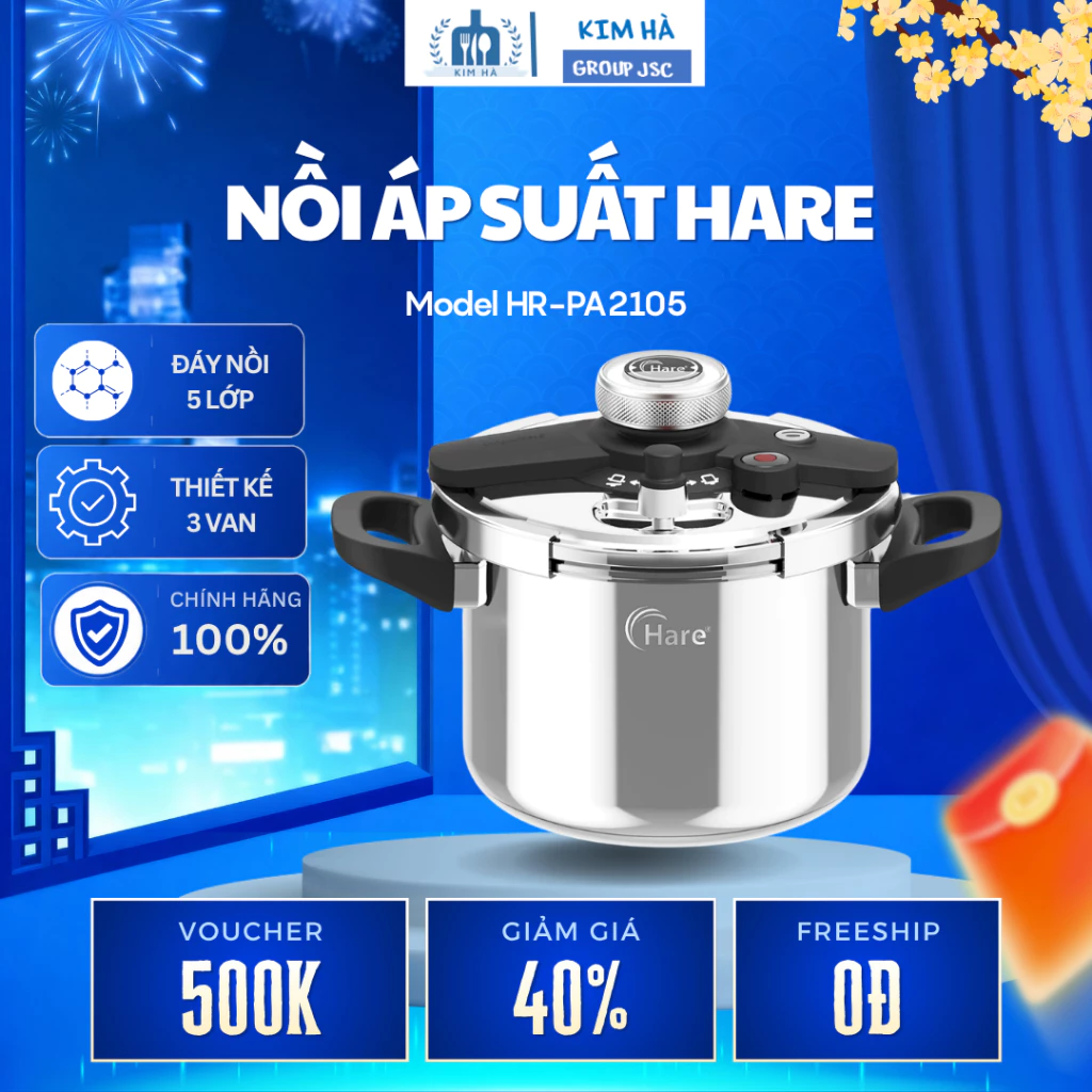 Nồi Áp Suất Inox Hare 5L 8L Hệ Thống 3 Van An Toàn Hiện Đại, Đảm Bảo Sử Dụng An Tâm Tuyệt Đối - Kim Hà Group JSC
