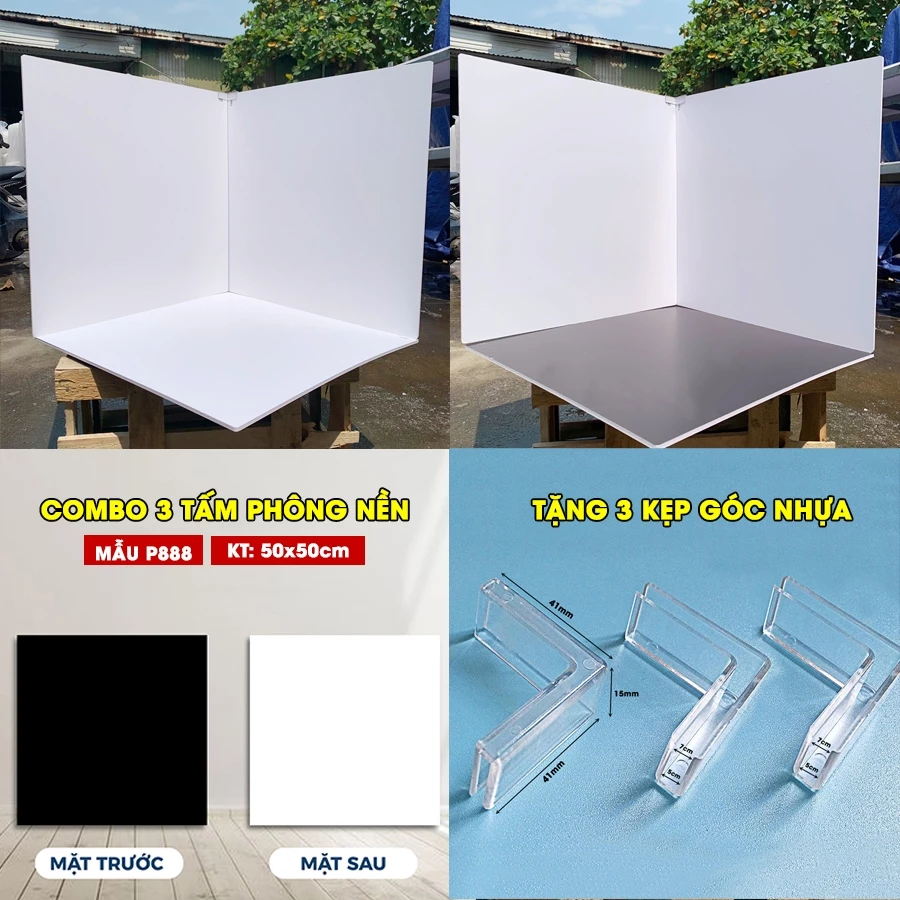 Phông nền chụp ảnh, Background chụp ảnh sản phẩm, Fomex dày 8mm kích thước 50x50cm - Tặng góc nối