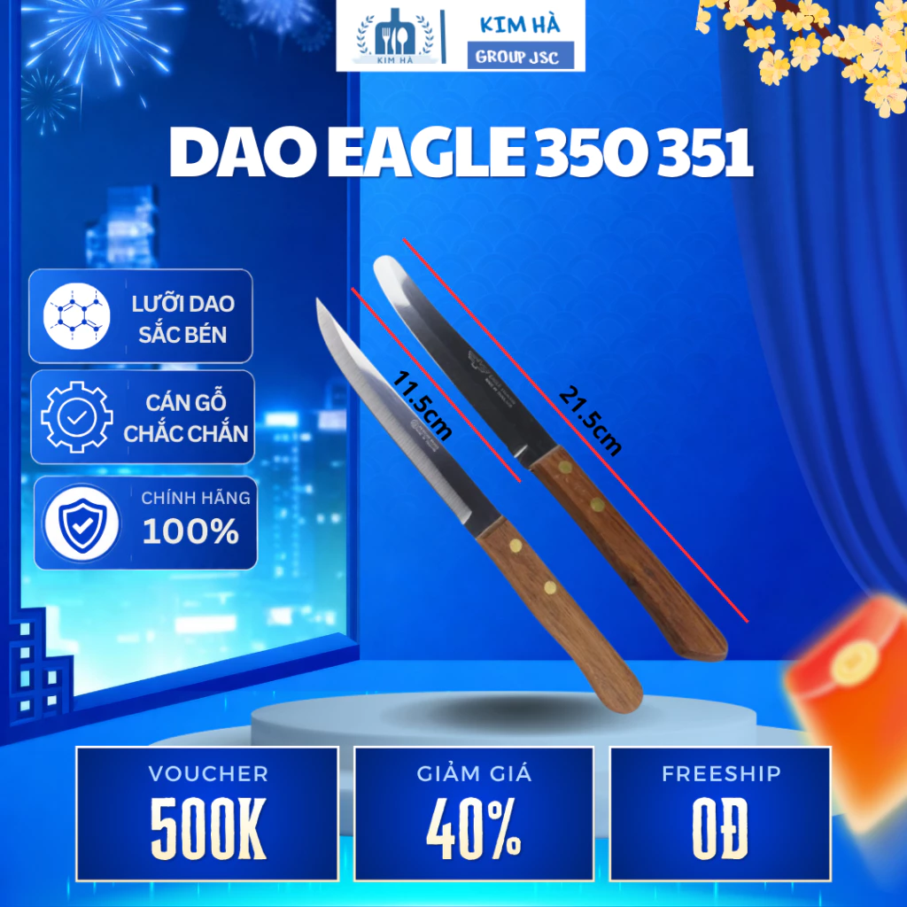 Dao Eagle 350 351 Có Vỉ Sắc Bén Thái Gọt Nhanh Chóng Gọn Gàng, Cán Gỗ Chắc Chắn - Kim Hà Group JSC
