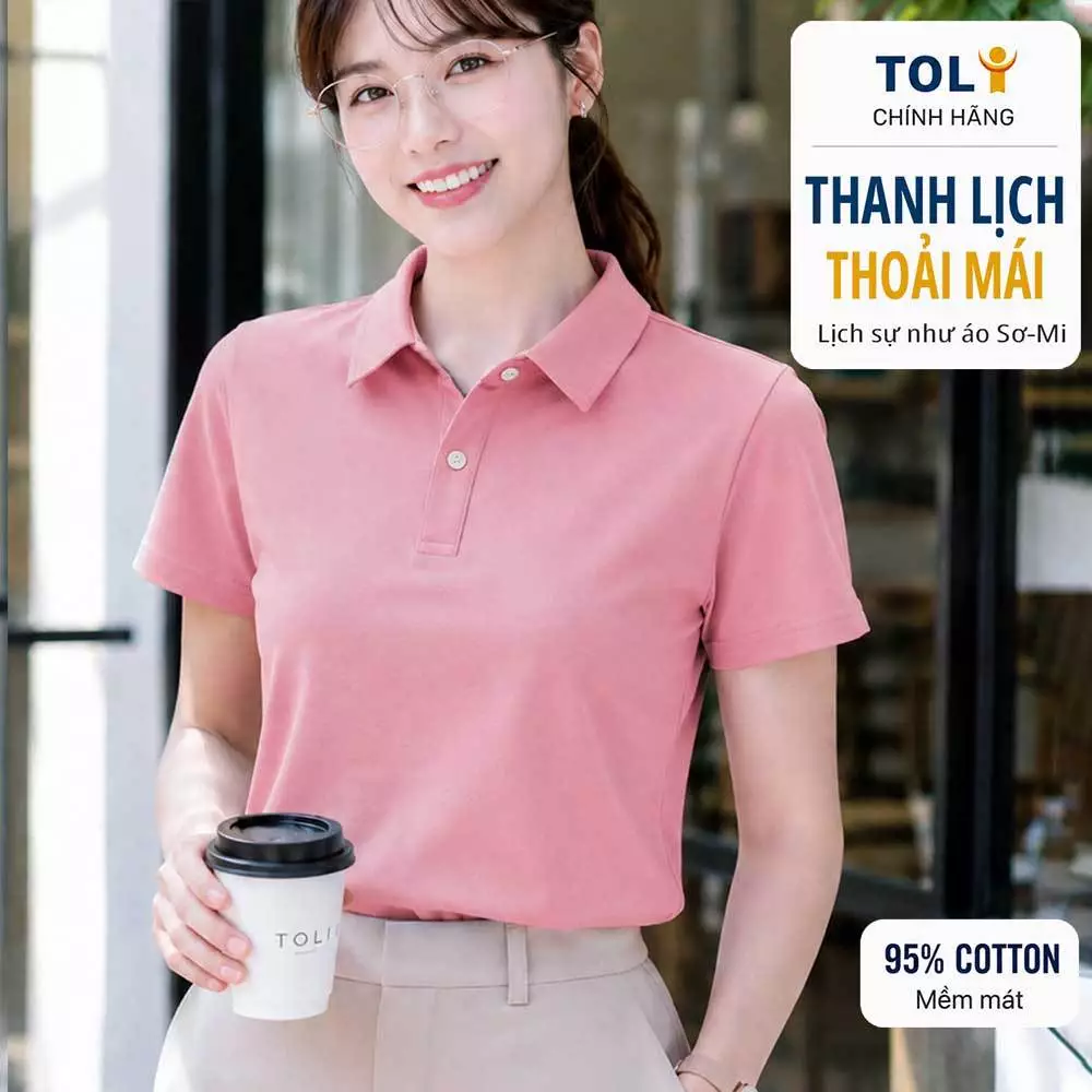 Áo polo nữ TOLI PLM26 – Cotton mềm, form suông thanh lịch, cổ sơ-mi gọn gàng, mặc đi làm & mỗi ngày