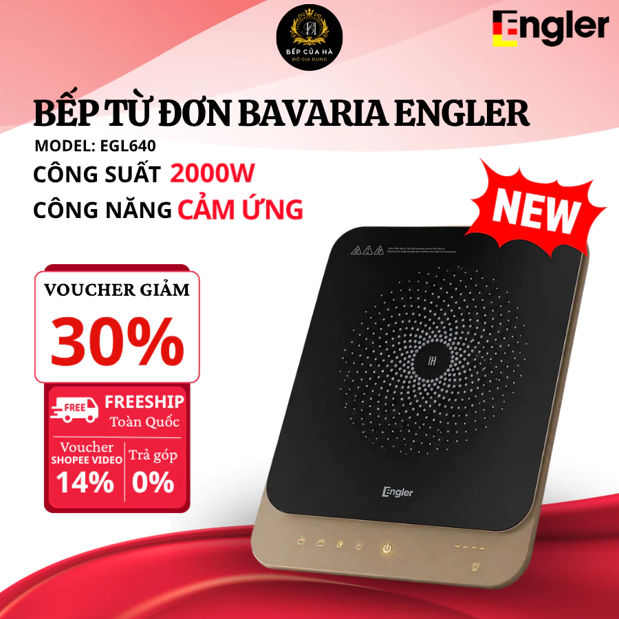Bếp Từ Đơn Bavaria Engler EGL640 Thiết Kế Nhỏ Gọn, Gia Nhiệt Nhanh, Nhiều Mức Công Suất, Tiện Dụng Gia Đình - Bếp Của Hà