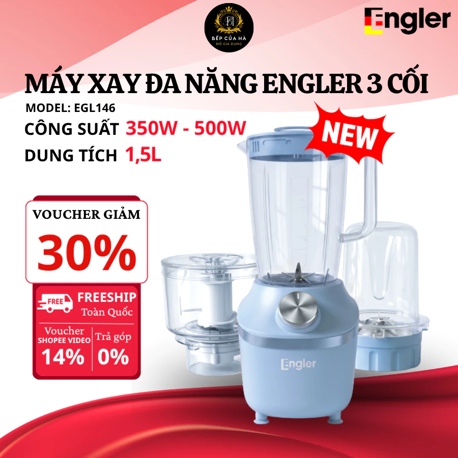 Máy Xay Engler EGL146 3 Cối Chuyên Dụng, Thiết Kế Gọn Gàng, Xay Nhanh Nhiều Loại Thực Phẩm - Bếp Của Hà