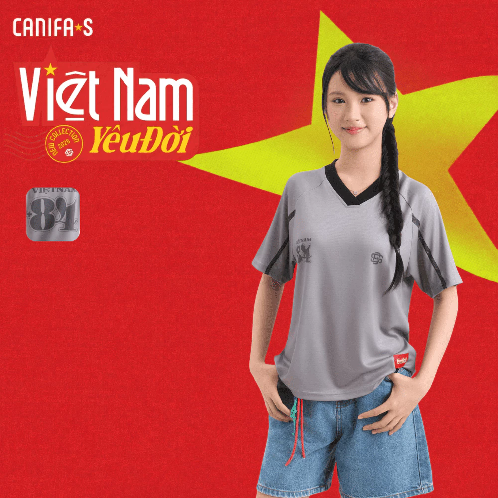 Áo phông unisex trẻ em CANIFA áo Jersey boxy yêu đời 3TS26W007