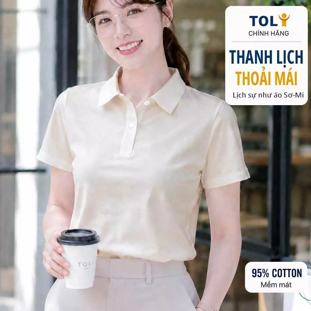 Áo polo nữ TOLI PLM28 – Cotton mềm, form suông thanh lịch, cổ sơ-mi gọn gàng, mặc đi làm & mỗi ngày