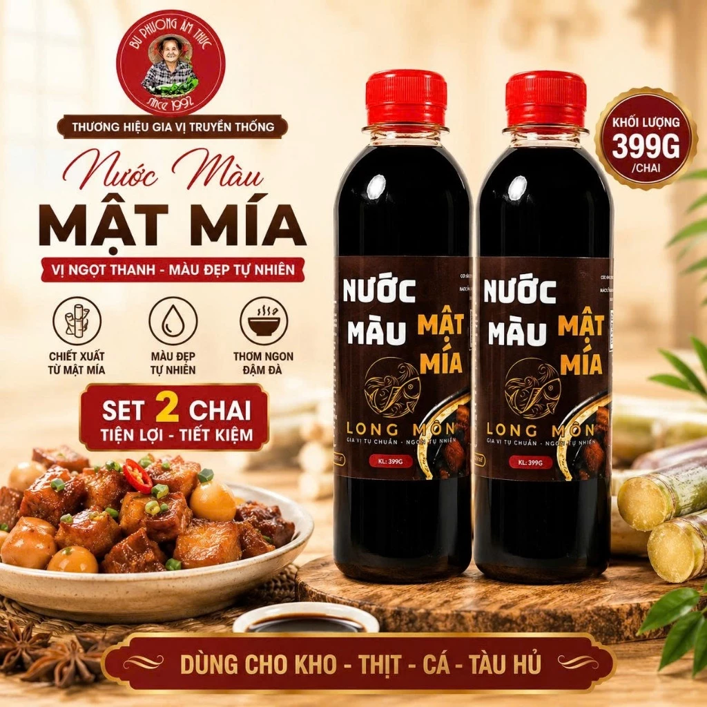 Nước Màu Mật Mía (Nước Hàng) Thương Hiệu Bu Phương Ẩm Thực (Không Chất Bảo Quản) Dùng Kho Thịt, Cá
