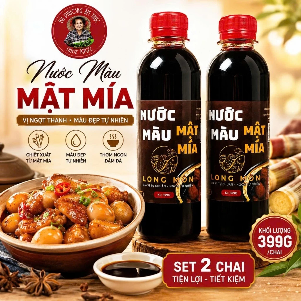 Chai Nước Màu Mật Mía 399g - Thương hiệu Bu Phương Ẩm Thực (Không chất bảo quản)