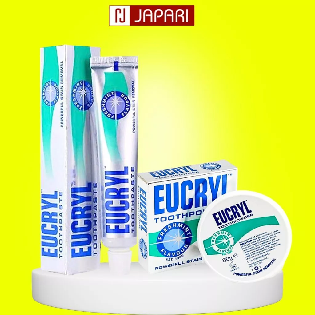 Kem Đánh Răng + Bột Tẩy Trắng Răng Eucryl CHÍNH HÃNG - Kem Làm Trắng Răng Thơm Miệng - JAPARI