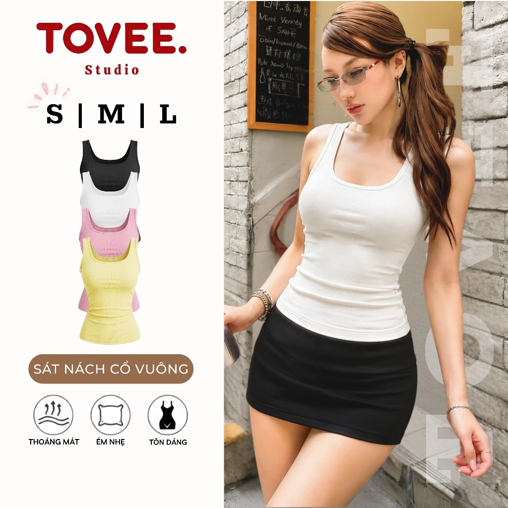 Áo Thun SÁT NÁCH CỔ VUÔNG BORIP LỤA Dáng Dài Nữ Mềm Mát DD17, Áo Thun Nữ Kiểu Trơn Ôm Body TOVEE