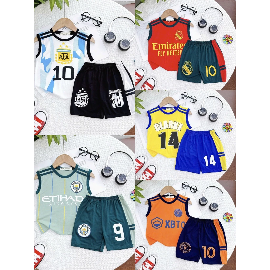 [ 7-25 ký] Bộ Sát Nách Thun Lạnh Thể Thao cho bé trai mền mịn mát mặc mùa hè đi học đi chơi mát thoáng