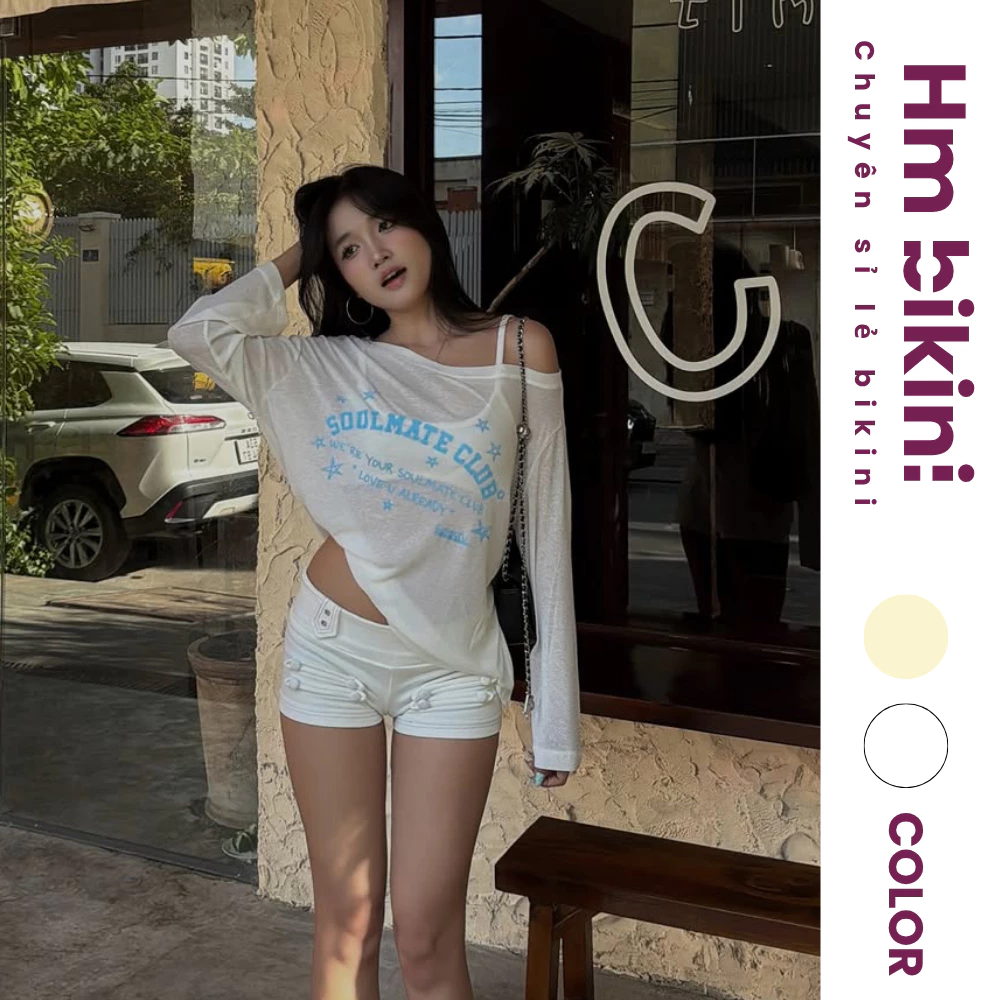 [SALE 9.9 GIẢM 20K] Áo Thun Lệch Vai Tay Dài In Chữ Soulmate Club Form Rộng Cổ Thuyền Chất Thun Giấy Cotton Xược