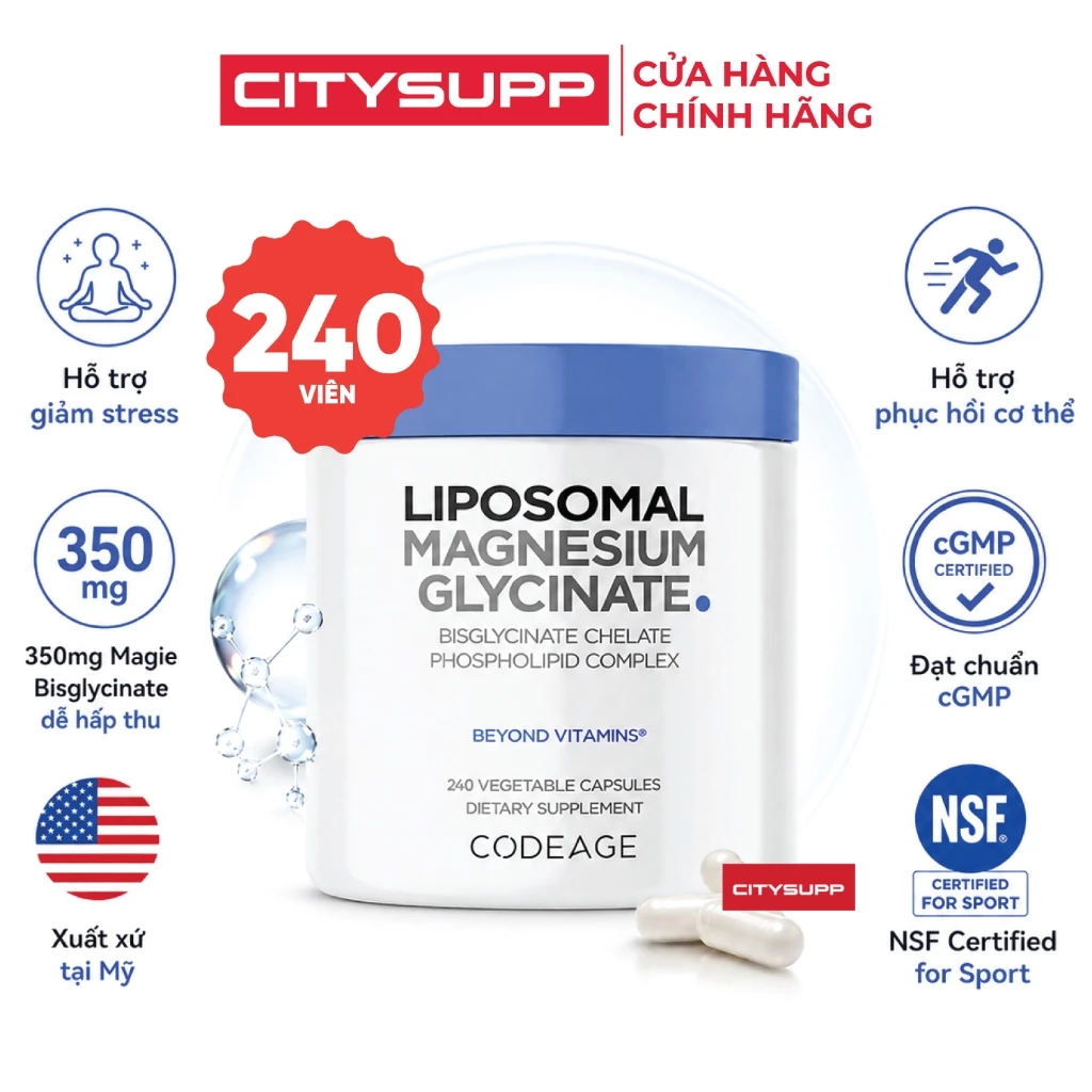 Viên Uống Bổ Sung Magie Codeage Liposomal Magnesium (240 Viên) Chính hãng USA | CitySupp