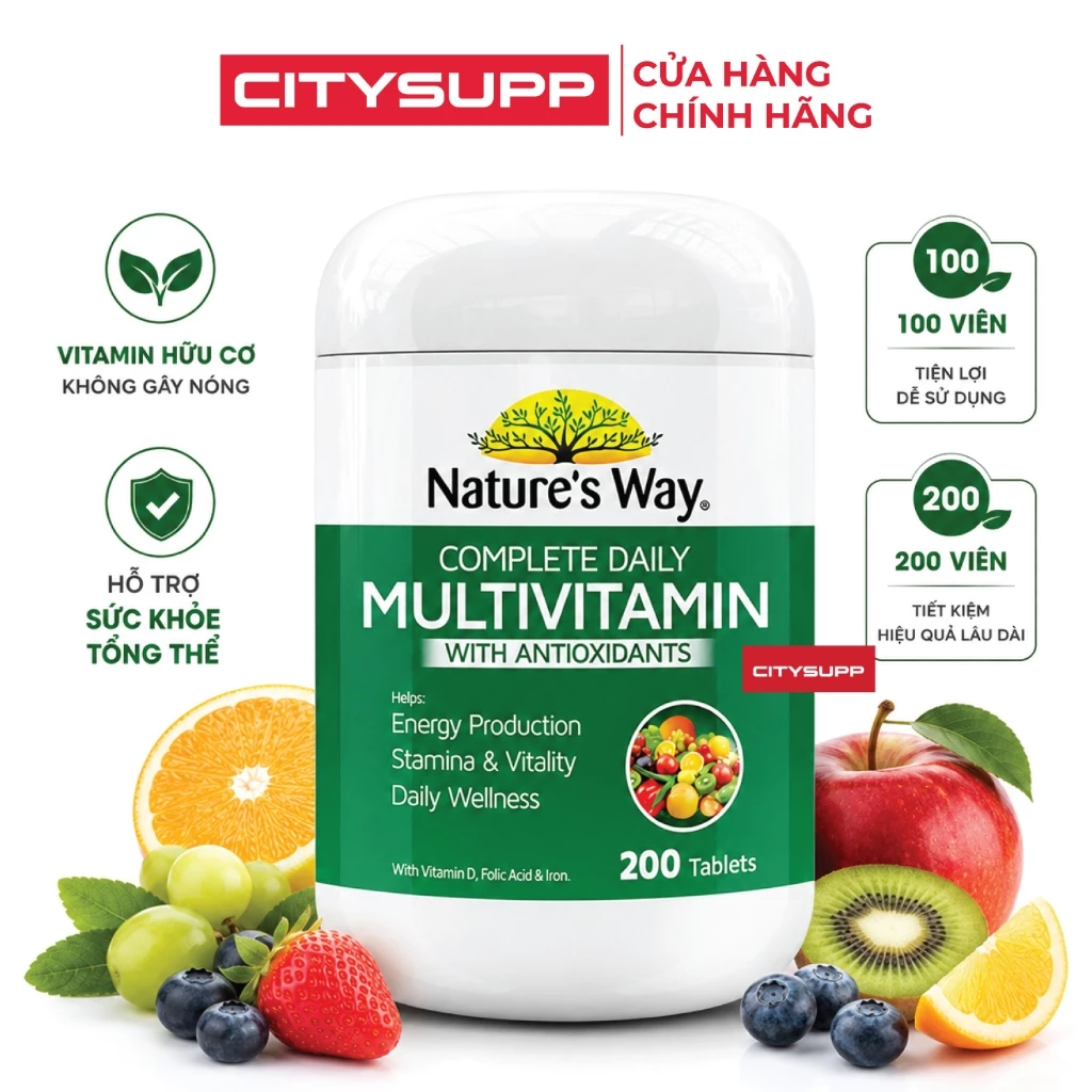 Vitamin Tổng Hợp Nature’s Way Complete Daily Multivitamin, Vitamin Hữu Cơ, Tăng Sức Đề Kháng | CitySupp