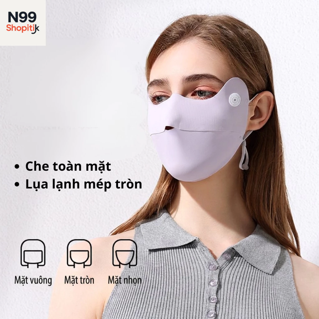 Khẩu trang Katiny mép tròn logo mới N99 lụa lạnh thoáng khí chống uv cho phụ nữ