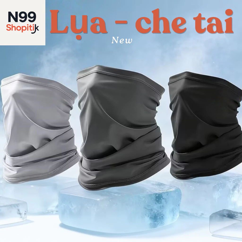 Khăn trùm nửa đầu che cả tai vải lụa lạnh thoáng mát chống nắng, chống uv đi phượt thấm mồ hôi