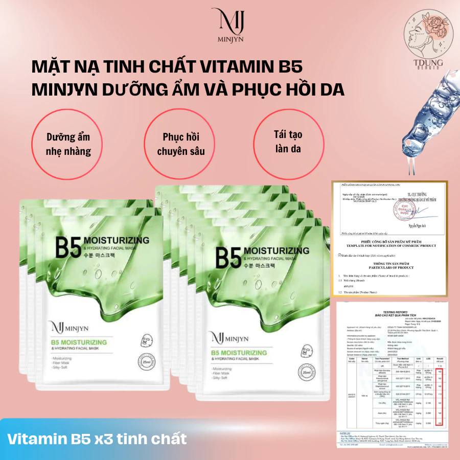 [Combo 20-30-50] Mặt nạ giấy MINJYN B5 phục hồi da cho da yếu nhạy cảm dịu nhẹ làn da mờ thâm giảm mu.n chăm sóc da mask