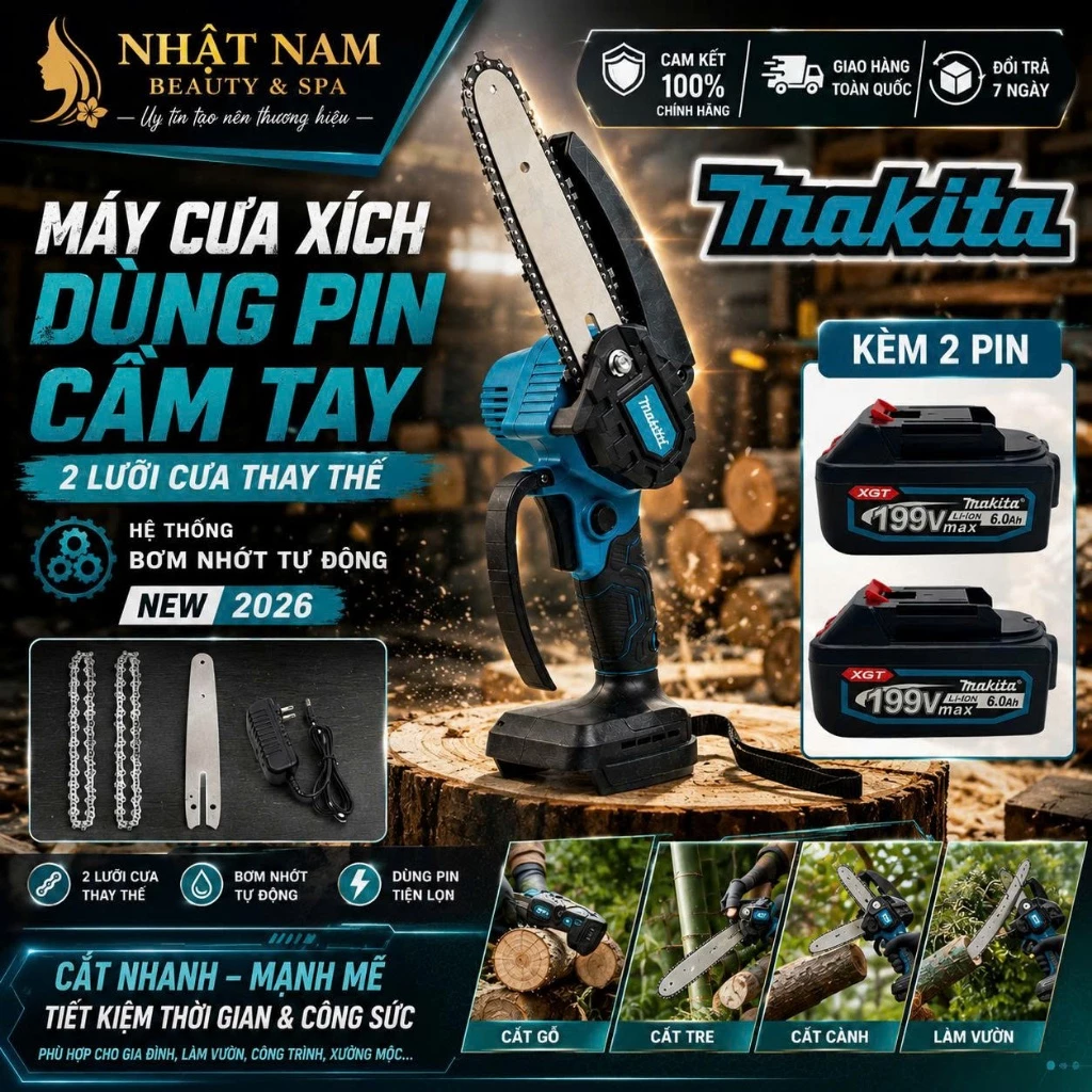 Máy Cưa Xích Không Dây Cầm Tay Dùng Pin Phổ Thông Công Suất Lớn, Máy Cưa Mini Cưa Cây Gỗ Cực Nhanh, Hoạt Động Mạnh Mẽ