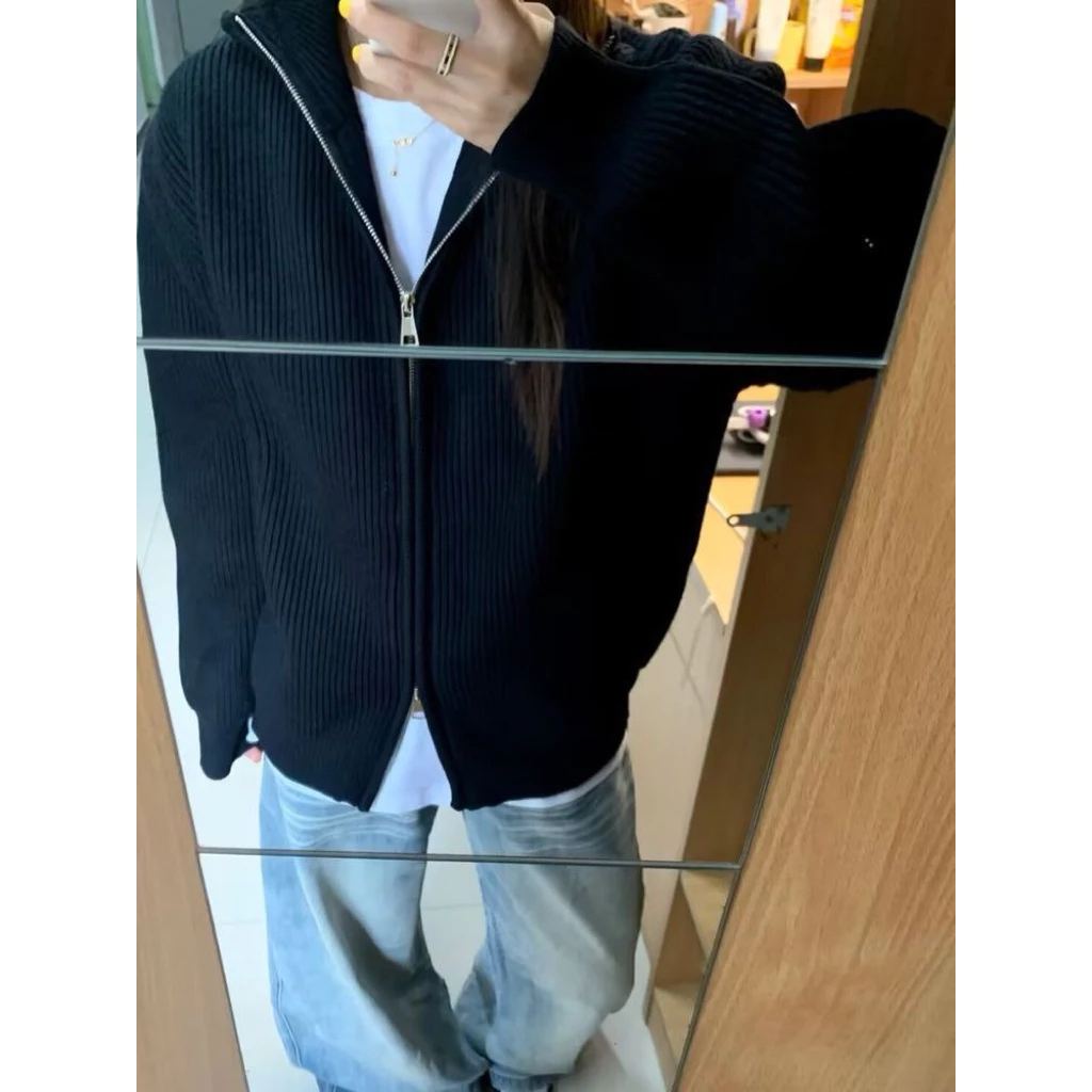 Áo Khoác Cardigan dệt kim Dài Tay Có Mũ Trùm Đầu Jacquard rộng rãi phong cách Nhật Bản mẫu mới nữ