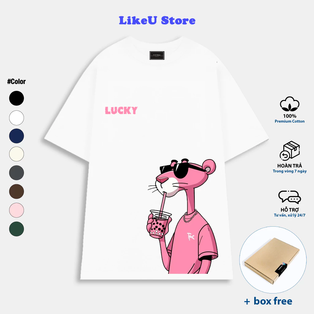 Áo thun Báo hồng Lucky Unisex Phong cách đường phố Premium Cotton 280gsm Streatwear