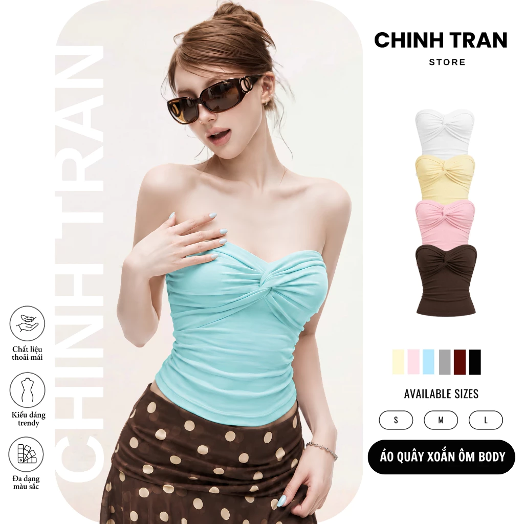 Áo Quây Nữ Xoắn Ôm Body Chất Thun Cotton Co Giãn Basic - Chinh Trần Store