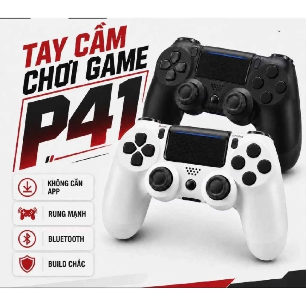Tay cầm chơi game có dây và không dây P41, pin trâu,  joystick 360