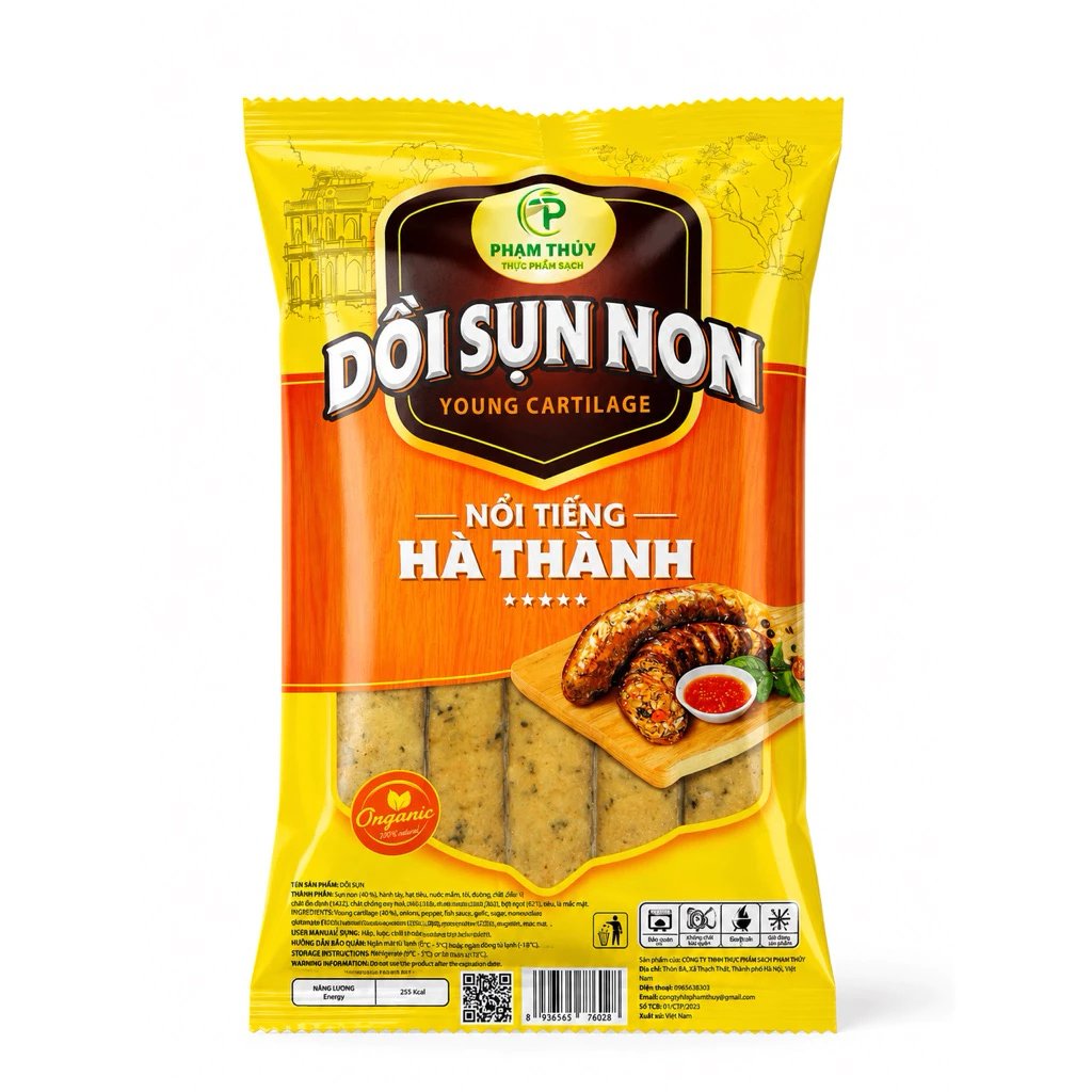 Dồi Sụn Non Hà Thành Gói 500G Nướng nướng, chiênDồi Sụn Non Hà Thành