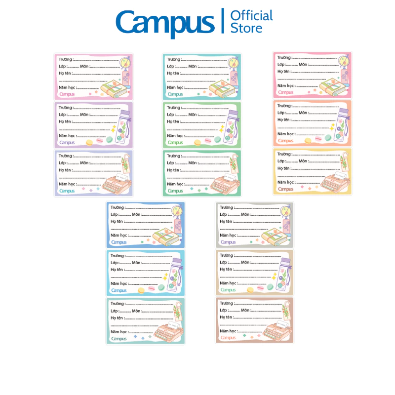 Nhãn Vở Campus Wish Bóc Tách Tiện Lợi 15 Nhãn/Túi, nhãn vở decal dán sẵn chính hãng Campus