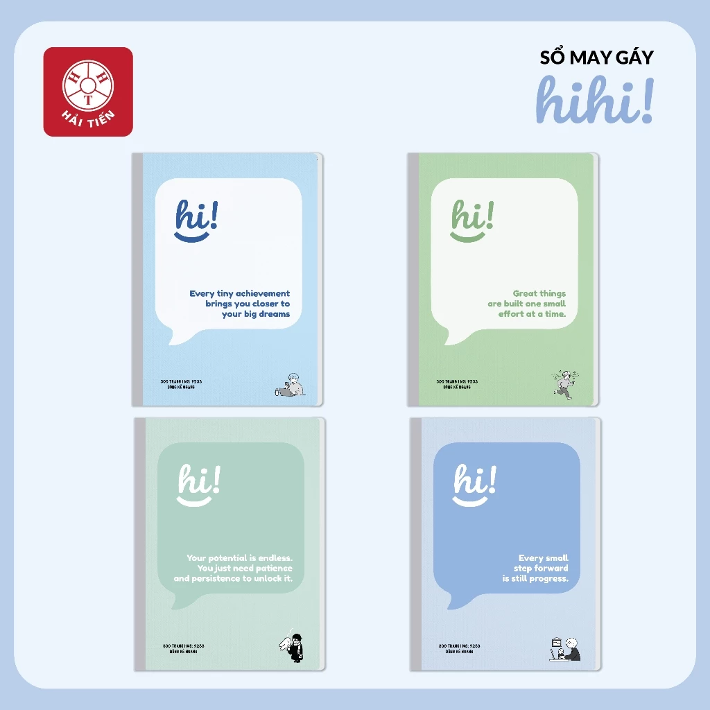 HẢI TIẾN Sổ may gáy A4 Hải Tiến - Hi Hi (200, 300, 400 trang)