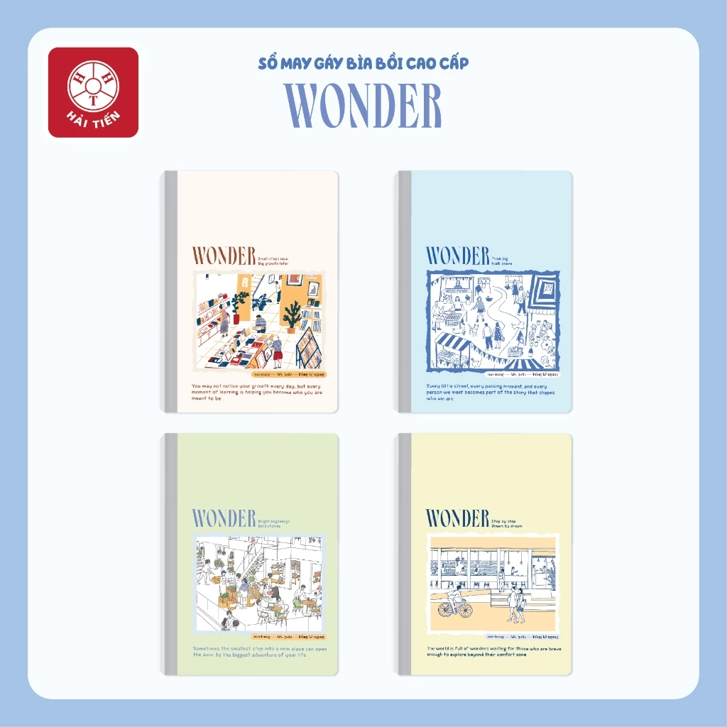 HẢI TIẾN Sổ may gáy bìa bồi cao cấp A4 - Wonder - ĐL 70g/m2 (200,300 trang)