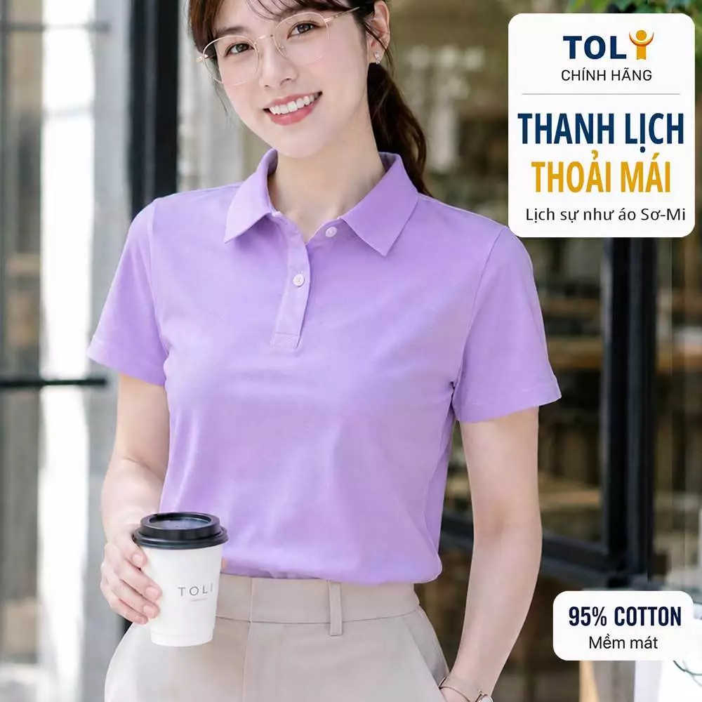 Áo polo nữ TOLI PLM22 – Cotton mềm, form suông thanh lịch, cổ sơ-mi gọn gàng, mặc đi làm & mỗi ngày