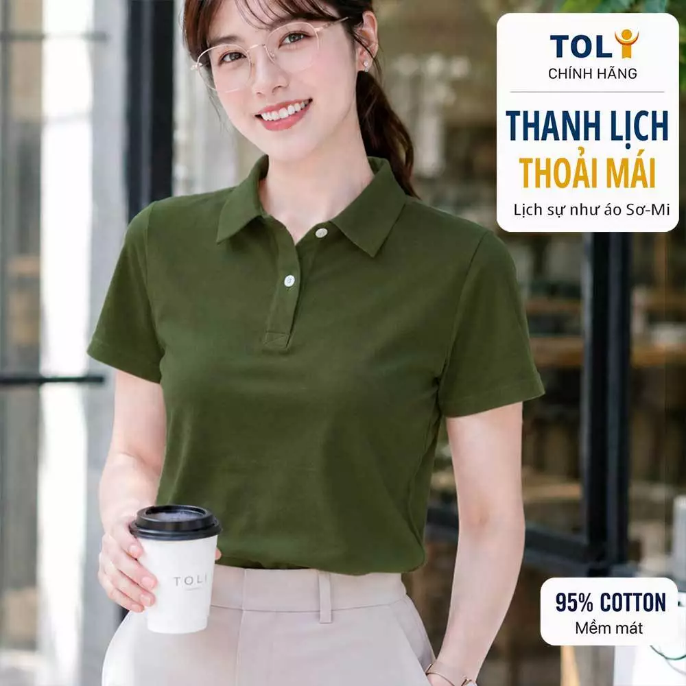 Áo polo nữ TOLI PLM47 – Cotton mềm, form suông thanh lịch, cổ sơ-mi gọn gàng, mặc đi làm & mỗi ngày