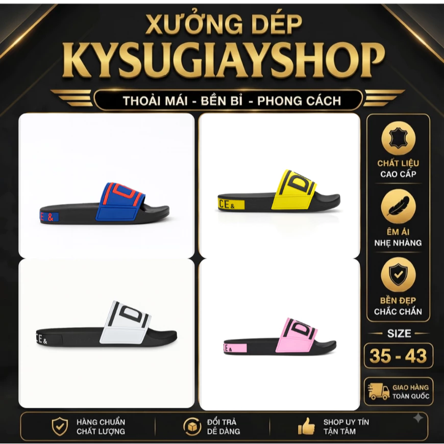 🔥Đế Đẹp🔥Dép Nam Quai Ngang Đô Cờ Logo Dập Nổi - Đế 2 Lớp Đủ Chữ - Hottrend 2026