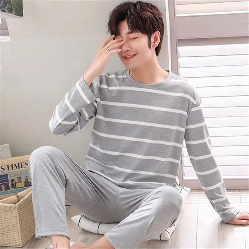 Bộ Đồ Ngủ Nam Thu Đông Dài Tay Quần Dài Mặc Nhà Phong Cách Hàn Quốc