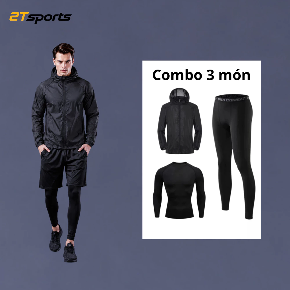 Combo Quần Áo Giữ Nhiệt Nam 3in1, Quần Dài Giữ Nhiệt + Áo Dài Giữ Nhiệt + Áo Khoác Chống Gió CB3IN01