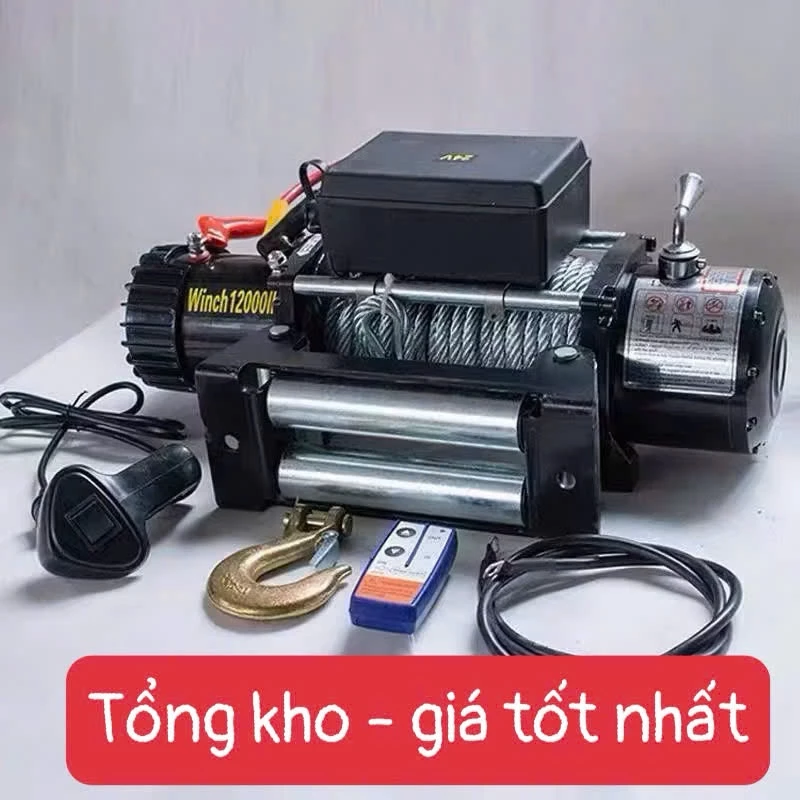 Tời điện 12V Tời Ắc Quy - motor điện 12vol - 24vol  Tời Cứu Hộ - 12.000Lbs Kéo 5440 Kg