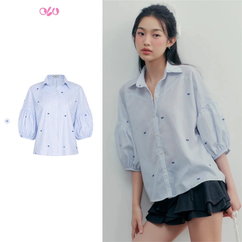 Áo sơ mi OLV tay lửng màu pastel dễ thương nữ tính Rica nhiều màu phù hợp đi chơi đi làm