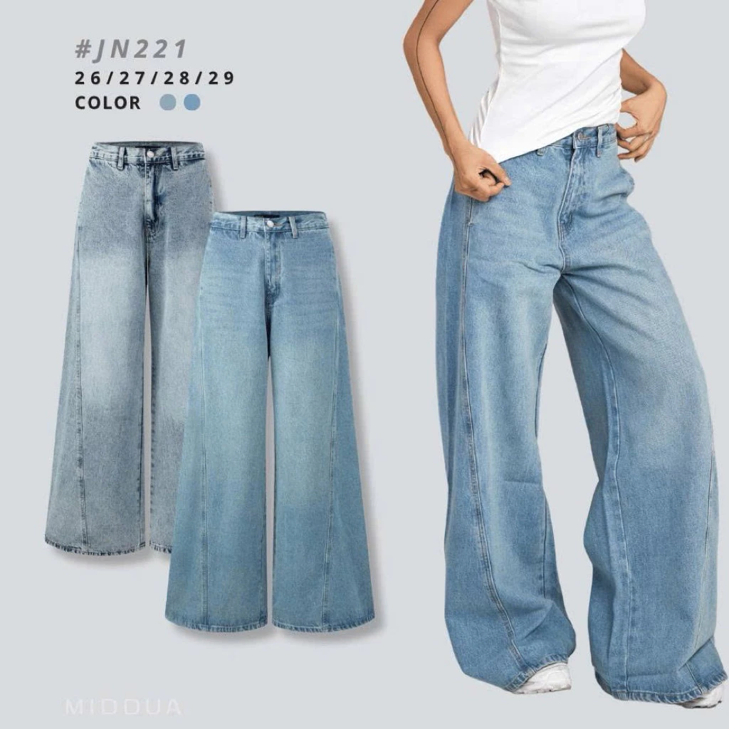 [MIDDUA] JN221 - Jeans suông phối sườn túi chéo
