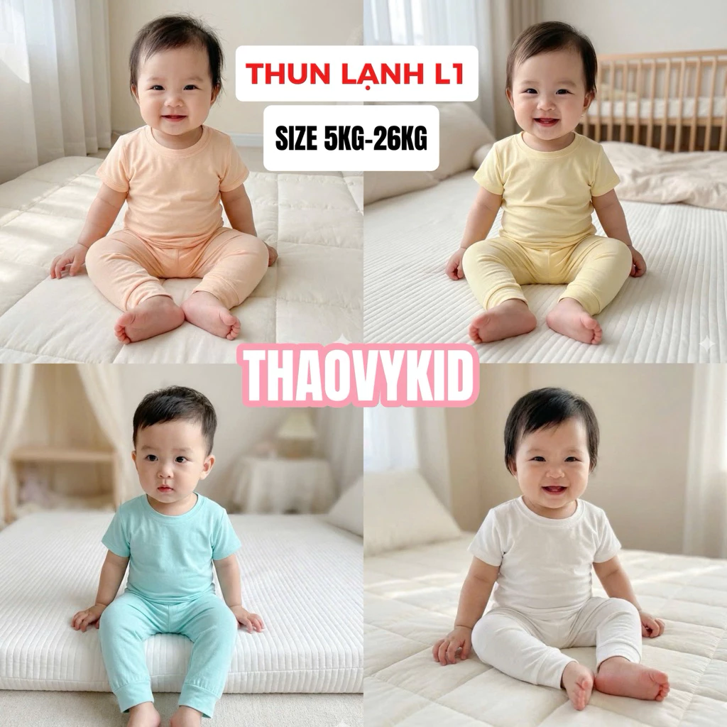 (M6) Bộ Đồ Thun Lạnh Tay Ngắn Quần Dài Cho Bé Trai Và Bé Gái ( size 5kg-23kg)