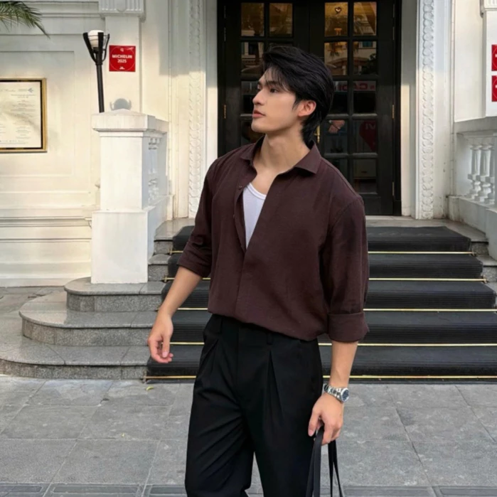 Áo Sơ Mi Nam Dài Tay Đũi Linen Trơn Mỏng Nhẹ Form Rộng Hàn Quốc Trẻ Trung Nhiều Màu Vesca A66