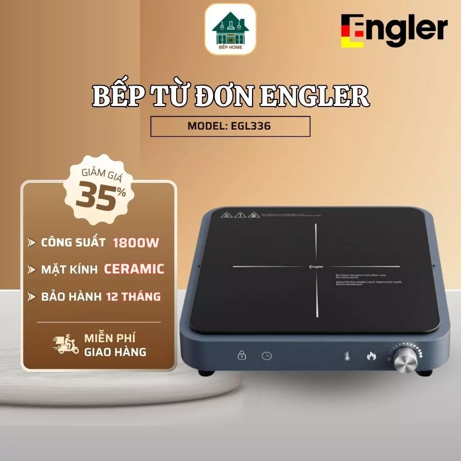 Bếp từ đơn Engler EGL336 công suất 1500W, bếp điện từ mặt kính pha lê dẫn nhiệt nhanh có cửa hút gió - Bếp Home